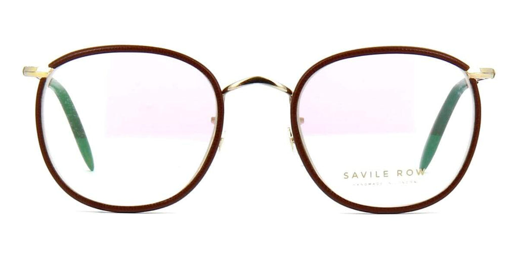 Savile Row 18kt Quadra Gold and Brown Leather Glasses