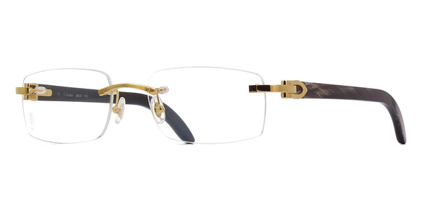 メガネ Cartier Cartier - CT0049O - 001 gold black transparen Cartier Black Horn Glasses, Gold Detail, Honey Brown Lens