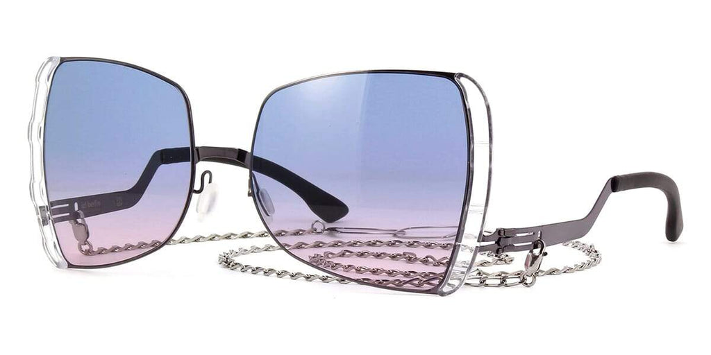 ic! berlin VIP Shiny Aubergine and Crystal with Black to Blueberry Gradient with Detachable Chain Sunglasses